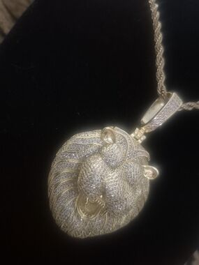 Gold Lion Head Pave Pendant